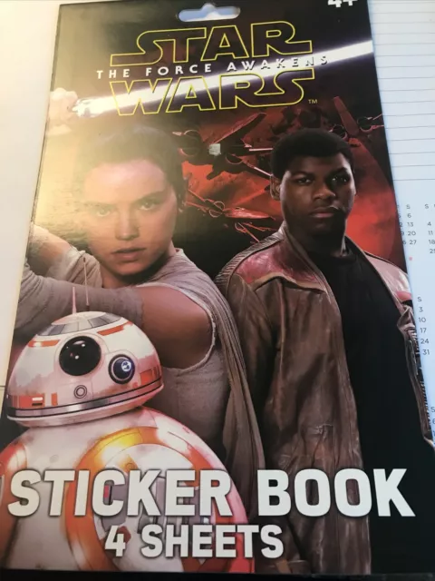 STAR WARS Sticker Book - 4 Sheets of Stickers The Force Awakens