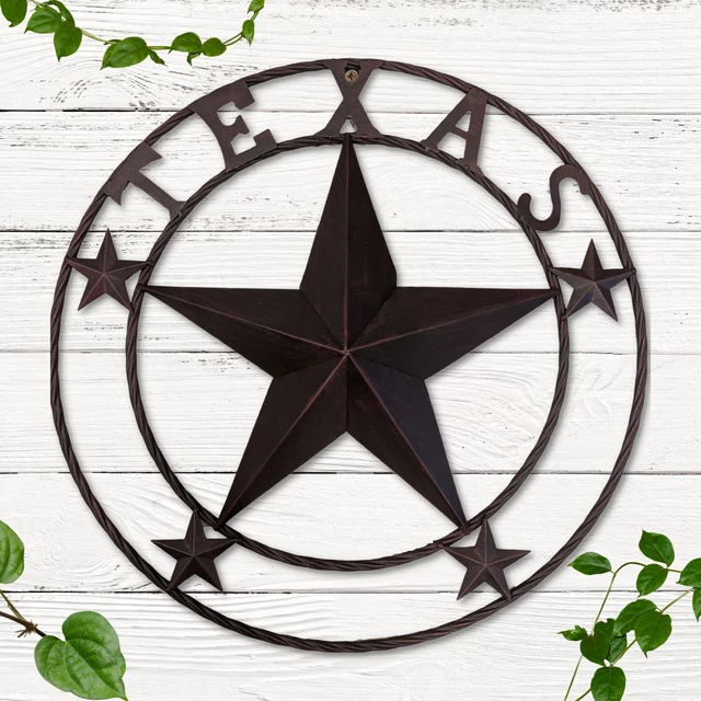 RUSTIC WESTERN METAL Circle Texas Lonestar Wall Art Hanging Decor Sign