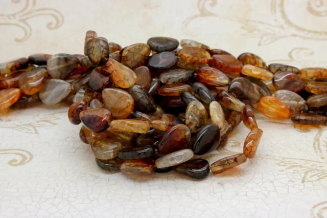 Natural Spider Web Agate Twisted Flat Teardrop Pear Loose Gemstone Beads PSWA08