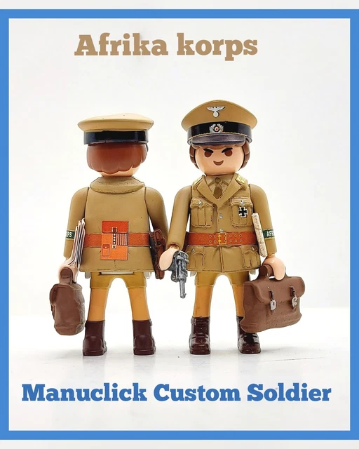 Figurine PLAYMOBIL Custom WWII – Parachutiste Allemand Afrika Korps – Pièce Unique Modifiée Manuellement