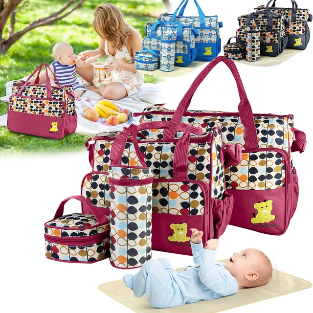 5PCS Baby Nappy Diaper Bag Tote Set Baby Bags for Mom Mummy Diaper Shoulder Bags