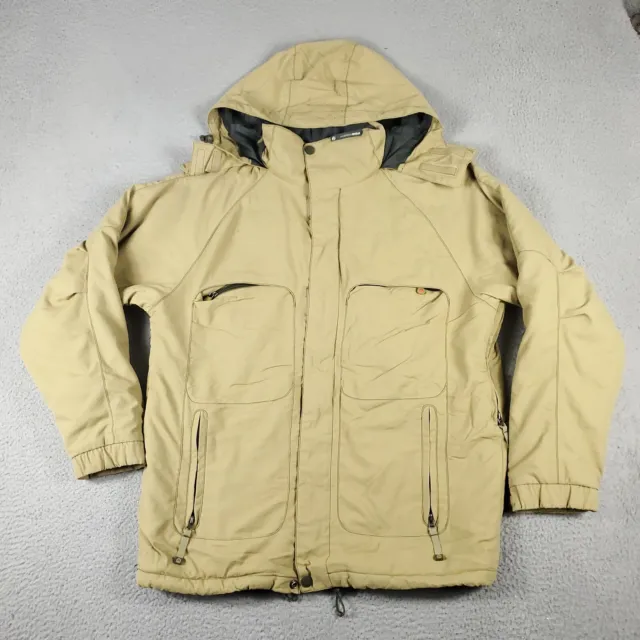 AMERICAN EAGLE JACKET Mens Medium Beige Parka Fleece Lined Hooded Full ...