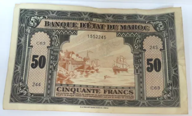 Morocco, Banque d'états du Maroc, 50 Francs, 1-8-43