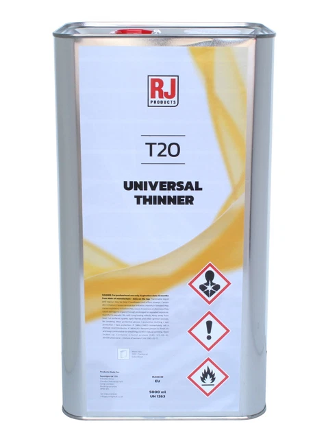 RJ PRODUCTS T20 DILUENTE UNIVERSALE 5L MIGLIORE QUALITÀ PER CAPPOTTO BASE o 2K