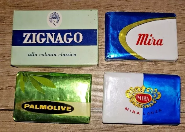 Lotto 4 Saponette Vintage Formato Mignon Zignago Mira Lanza Palmolive