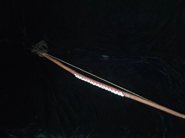 Vintage NIGERIA African Tribe Wooden Leather Covered Tribal Bow Shells 37"L