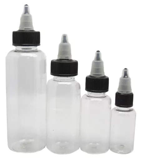 PLASTIC EMPTY TWIST TOP 1oz  Ink Bottles Clear 10-Pack Tattoo Supply