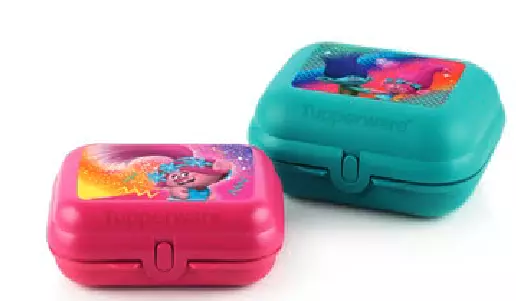 TUPPERWARE Boîte à goûter Trolls PACK 2 ENFANTS Déjeuner Hermétique Goûter