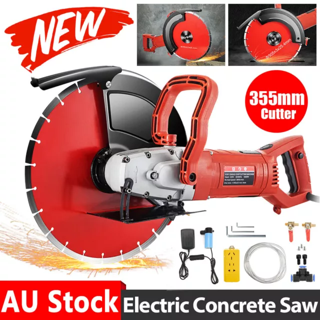 1.8KW Electric Demolition Saw Concrete Cut Off Wet Demo Cutter Road Brick 355mm