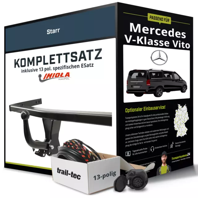 Für MERCEDES V-Klasse Vito Typ W447 Anhängerkupplung starr +eSatz 13pol 06.2014-