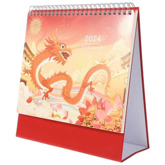 DESKTOP-KALENDER 2024 JAN. 2024 - Juni 2025 Jahr des Drachen Tischkalender EUR 14,05 - PicClick DE