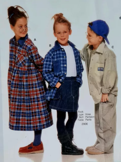 80er Retro Schnittm. KLEID + Hemd Kinder burda 2907 Gr. 116-146 NEU !!!