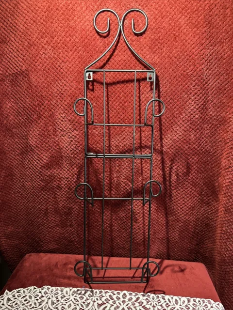 Vertical Wall Display 3 Plate Rack Wrought Iron 32”Tall x 8 wide