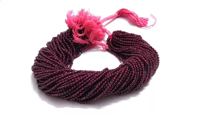 Granato Rotondo Liscio 3-3.5mm Perline, Naturale Rosso 12 " Pollici 5 Filo