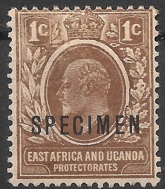 East Africa & Uganda 1907 KEVII 1c SPECIMEN Mint Hinged
