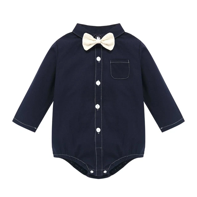 Camicia a quadretti bambini bambini ragazzi gentleman romper babbotto tuta camicia formale 3