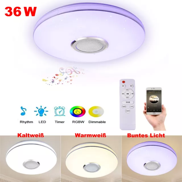 RGB LED Deckenlampe Dimmbar mit Bluetooth Musik Lautsprecher App Fernbedienung