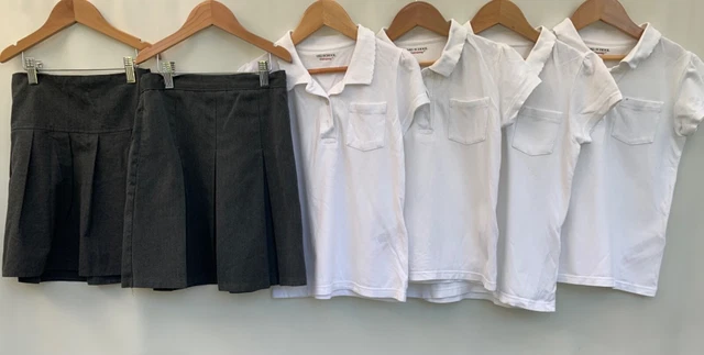 Girls Bundle school uniform skirts polo shirts age 8-9 years M&S