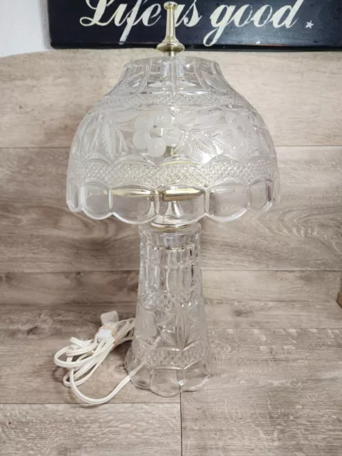 Vintage Cut Crystal Table Lamp Daisy Floral