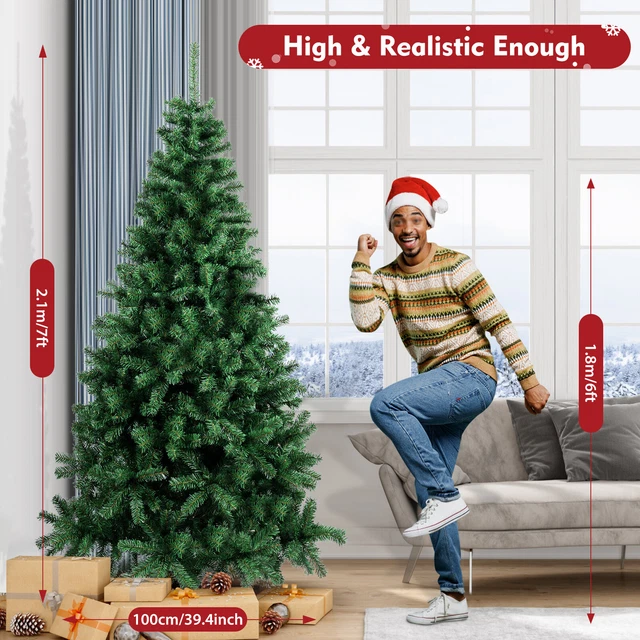 7FT CHRISTMAS TREE Traditional Artificial Large Bushy Xmas Tree w