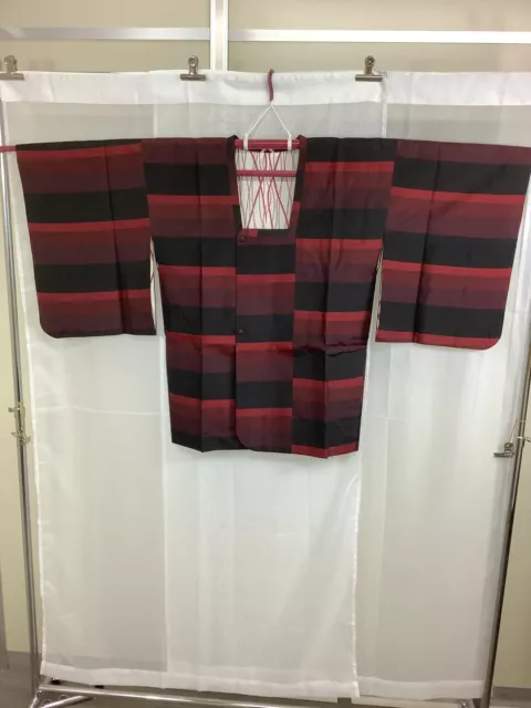 Japanese Vintage Kimono Michiyuki coat inside design lattice Height 32.67inch