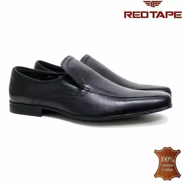 Mens Red Tape Leather Shoes Smart Office Wedding Work Formal Party Slip On Shoes 2