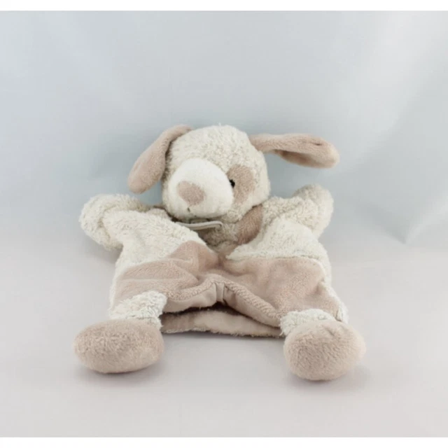 Doudou plat marionnette chien lapin beige BABY NAT - 14311