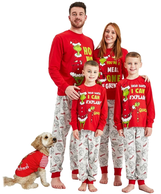 Pigiama di Natale Grinch per famiglie uomo donna bambini cane pigiama natalizio