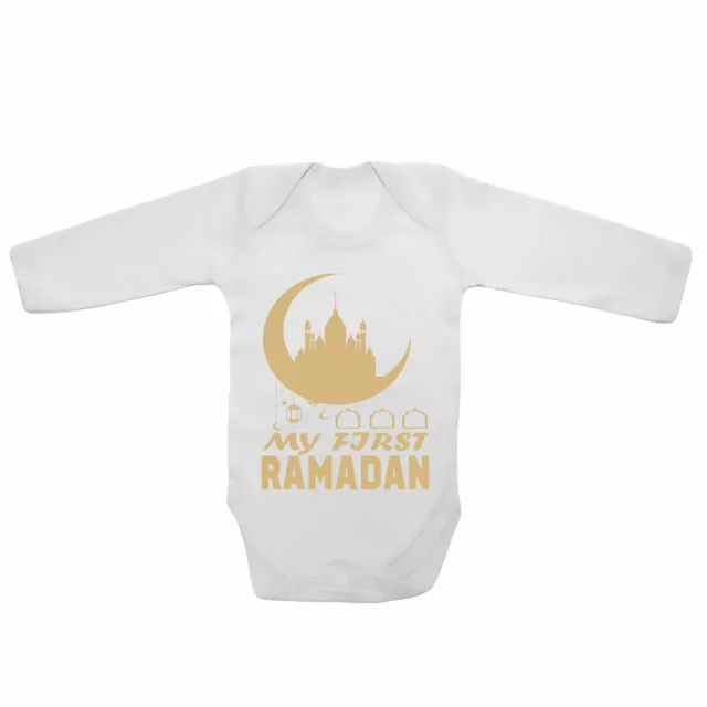 Long Sleeve Unisex Baby Vest Funny Bodysuits - My First Ramadan