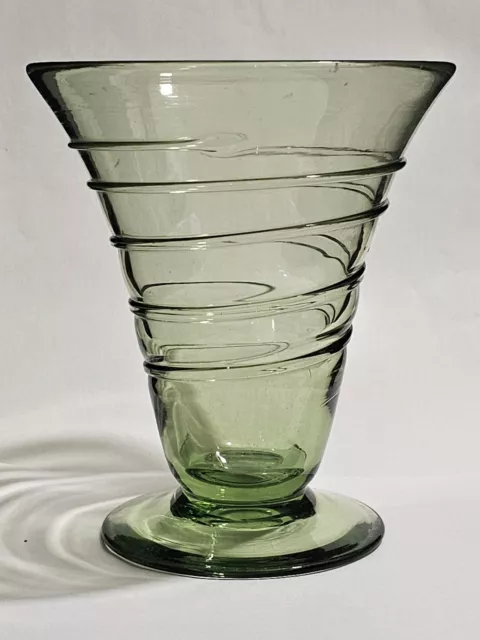 A Green Ribbon Trailed Vase By  William Butler for Whitefriars, c.1945