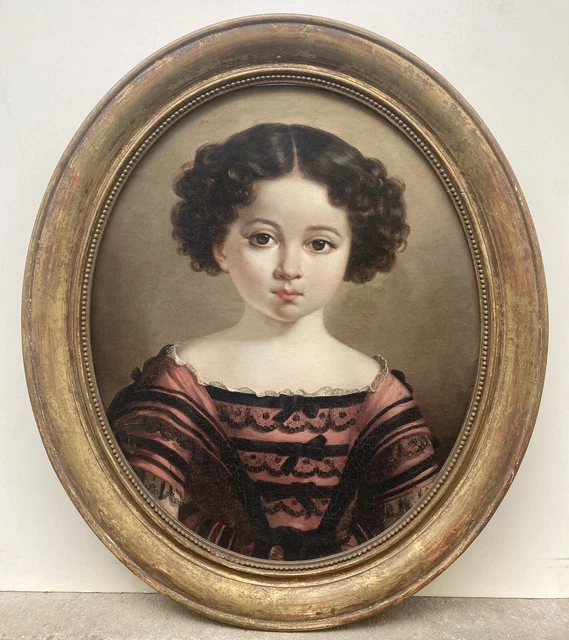 Tableau Ancien Original – Jeune Fille à La Cuisine – Huile Sur Toile – Signé – Style Réaliste