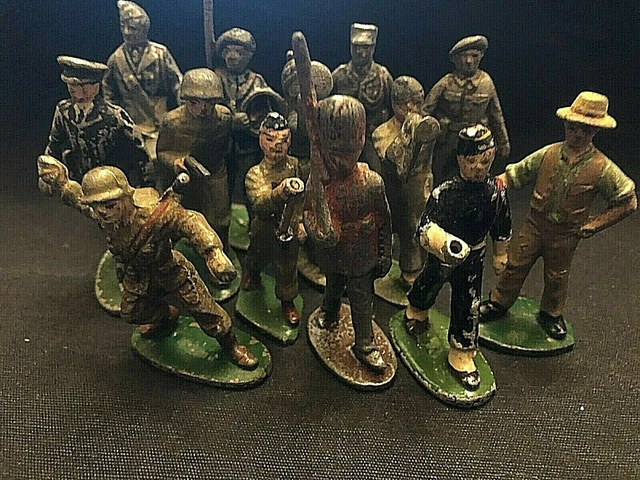 Lot 45 Petits Soldats Quiralu Et Autres Marques - Plomb Peint, 1/32, Seconde Guerre