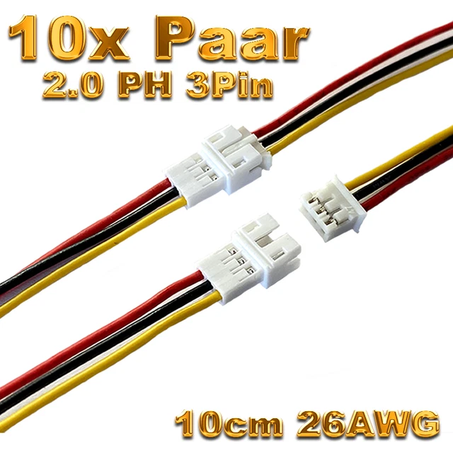 10 paires de connecteurs JST SM à 2 broches mâles et femelles pour LED-Downlights et plafonniers 10 paires de connecteurs JST SM à 2 broches mâles et femelles pour LED-Downlights et plafonniers