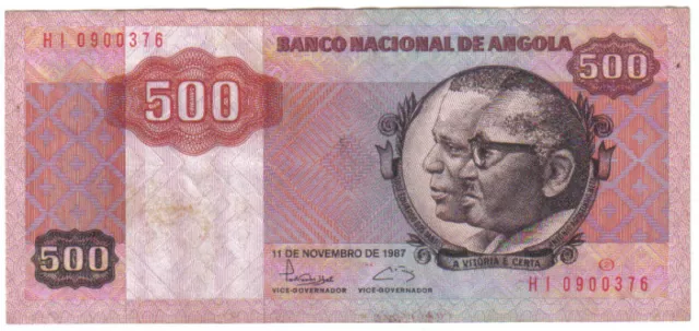 Angola 500 Kwanzas 1984 Pick 12 B Look Scans