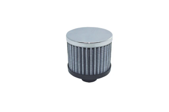 Specialty Chrome Black/Chrome 1-1/4 In Hole Round Push-In Breather P/N 7198