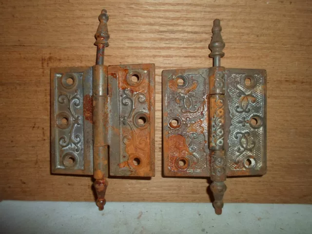 antique cast iron steeple hinges, Eastlake  / Victorian period # 8