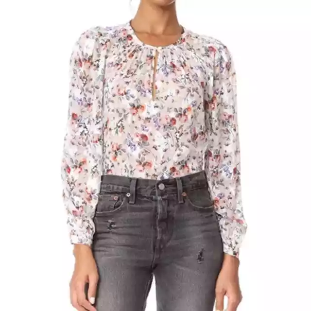 Rebecca Taylor silk Ruby Floral jacquard blouse white - 4