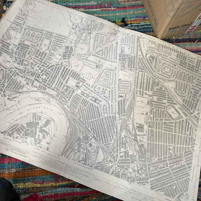 VINTAGE SURVEYORS TOWN Map 1941 SUNDERLAND AYRE’S QUAY LNER RAILWAY ...