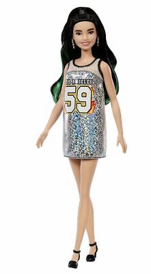 Barbie Fashionistas Doll 110 Silver Los Angeles Dress Green hair streaks New 