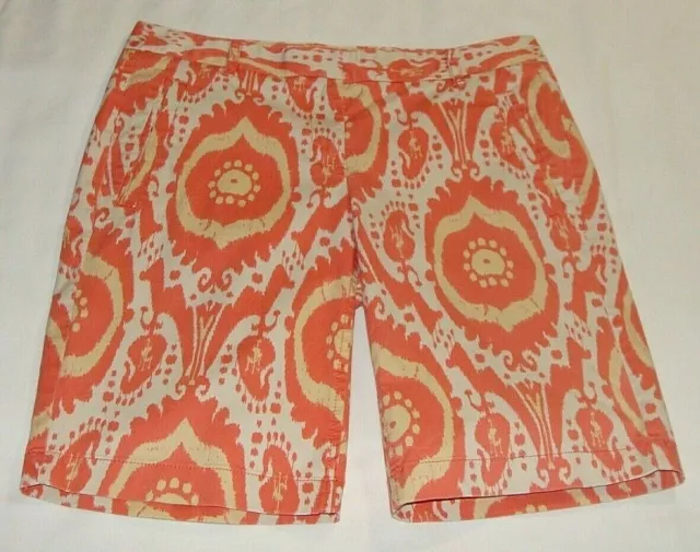 J.CREW Orange Cream & Yellow "CITY Shorts" Sz 2 (10 Inch Inseam)-