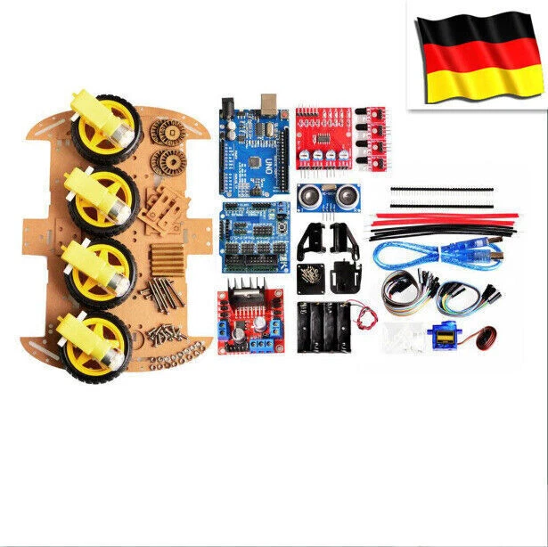 4WD Smart Roboter Auto Chassis Kits für Arduino Ultraschall Tracking Modul DE