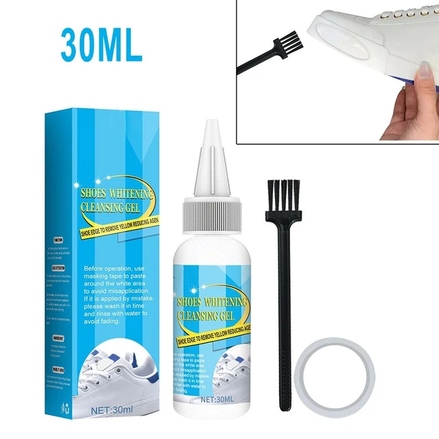 Pulizia scarpe resa facile con 30 ml di gel sbiancante e pennello e nastro bonus