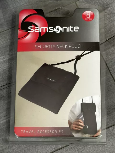 New SAMSONITE Travel Security Neck Pouch Black Luggage 44809 Wallet/Passport