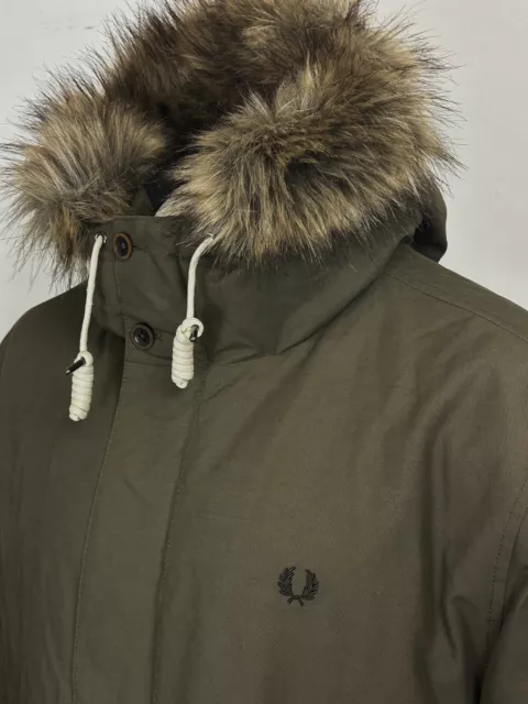 Fred Perry | Quilted Fur Trim Parka Jacket XL (Green) Casuals Terraces 90s