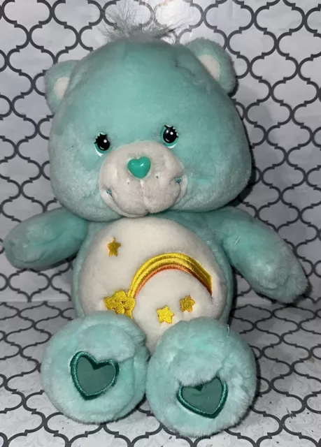 Care Bears 2003 Play Alone Plush 13” WISH  BEAR  Mint Green Shooting Star WORKS