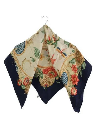 HERMES Scarf Silk NVY Women s