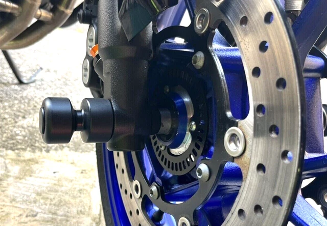 Protège-moteur Curseurs Essieu Yamaha MT-09/Tracer 900 2021-2025 - Aluminium CNC + POM Noir - Kit Avant/arrière Anti-chute