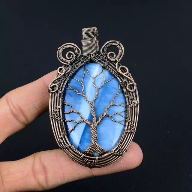 Baum des Lebens Owyhee Opal Edelstein Kupfer Draht Umwickelt Schöne Handgemacht