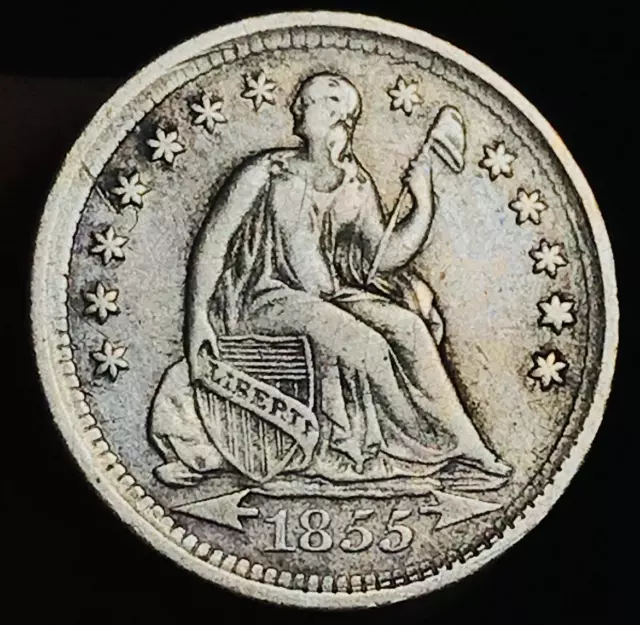 1855 Seated Liberty Half Dime 5C Arrows Choice 90% Silver US Coin CC21612