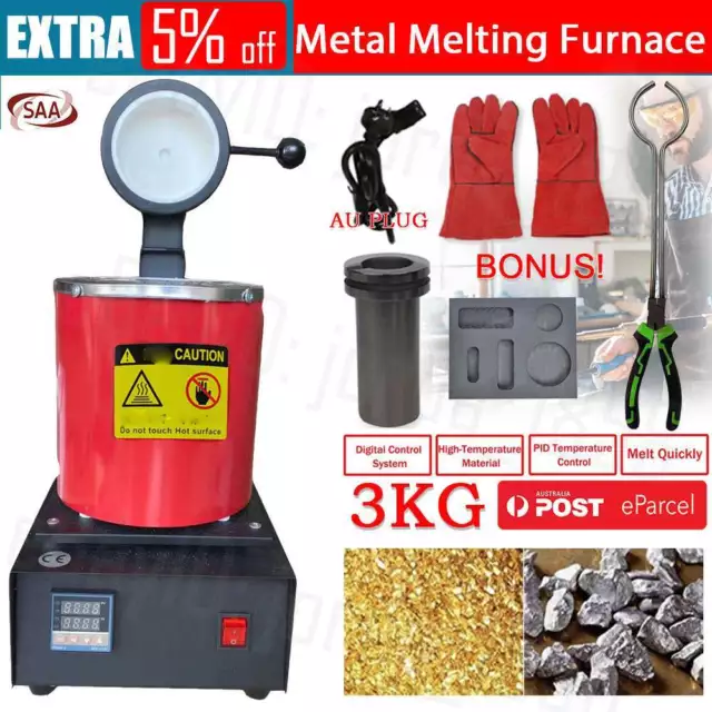 220V Electric Melting Furnace Automatic Silver Gold Metal Smelting Melting 3KG
